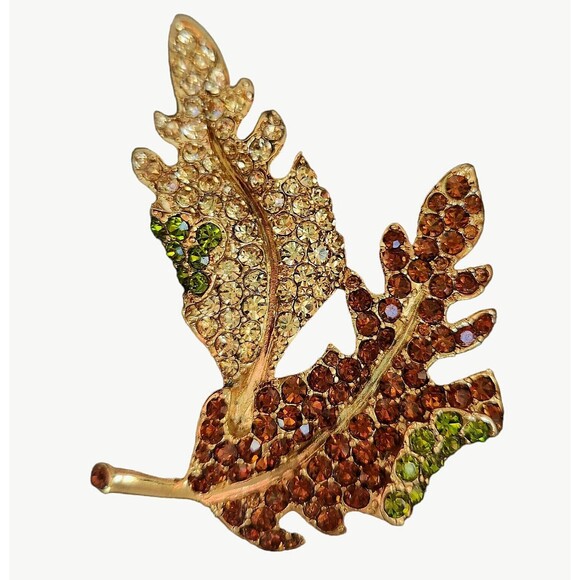 Kenneth Jay Lane For Avon Leaf Brooch With Box - Picture 1 of 8